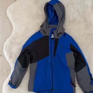 Spyder Blue and Gray Hooded Insulated Jacket